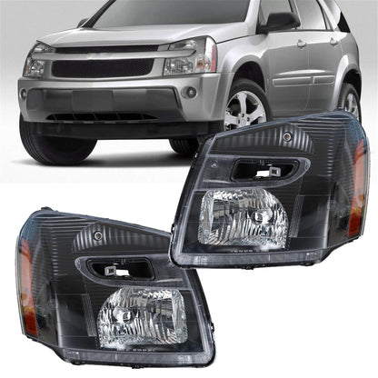 munirater Headlight Assembly Driver and Passenger Side Black Headlamp Replacement for 2005-2009 Equinox with Amber Corner 15888058, 15888059