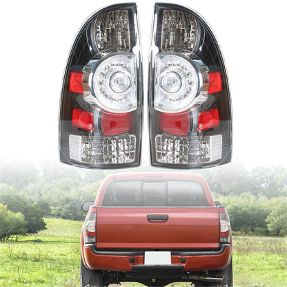 munirater Pair of Black Housing Clear Lens LED Rear Tail Light Assembly Replacement for 2005-2015 Toyota Tacoma 8155004150 8155004160