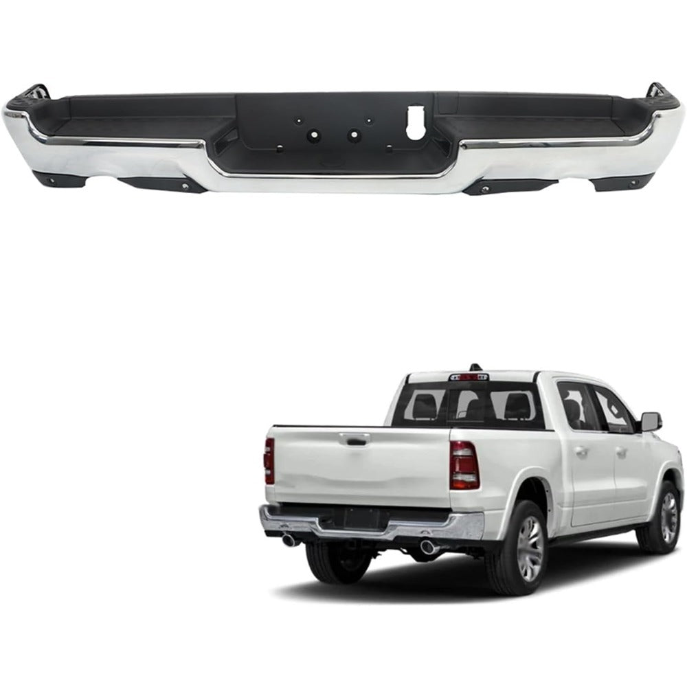 Chrome Steel Rear Bumper for Ram 1500 2019-2022, for Park Assist Models, CH1103147