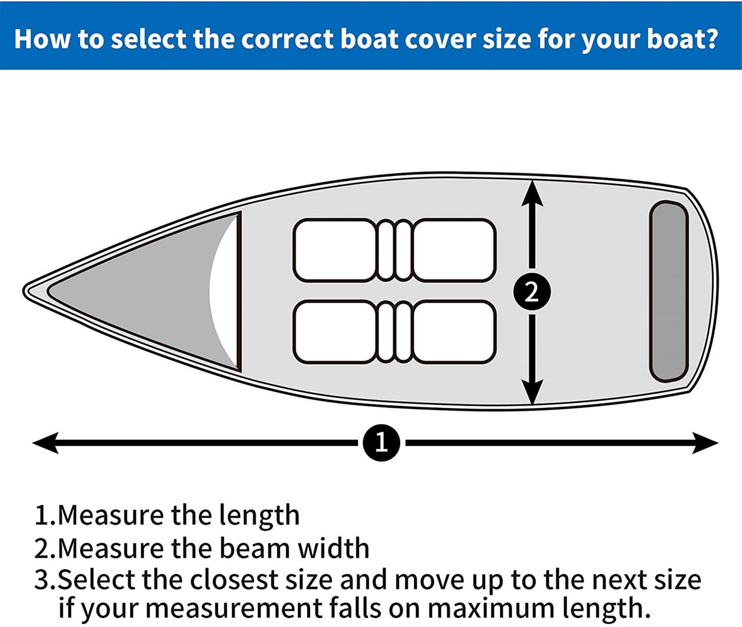 munirater Boat Cover Heavy Duty Trailerable Replacement for Jon Boat Beam Width Up to 70 Inch and and for Jon Boat Covers 14 Foot Blue