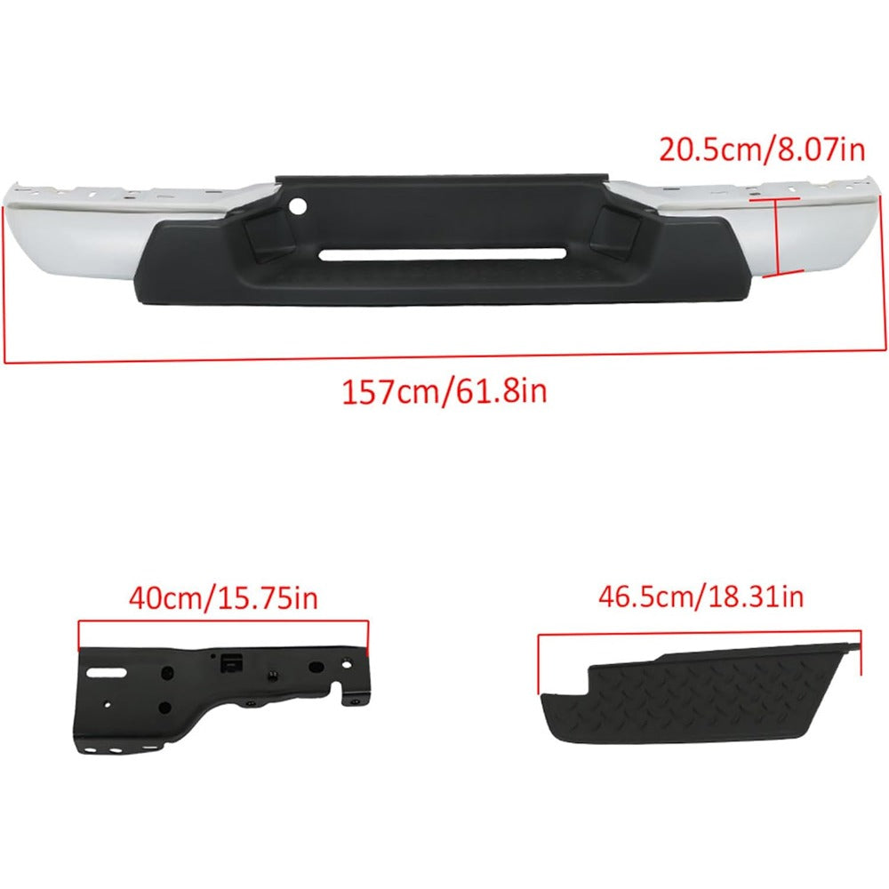 Chrome Steel Rear Step Bumper for Chevrolet Colorado & GMC Canyon 2008-2012, GM1103156