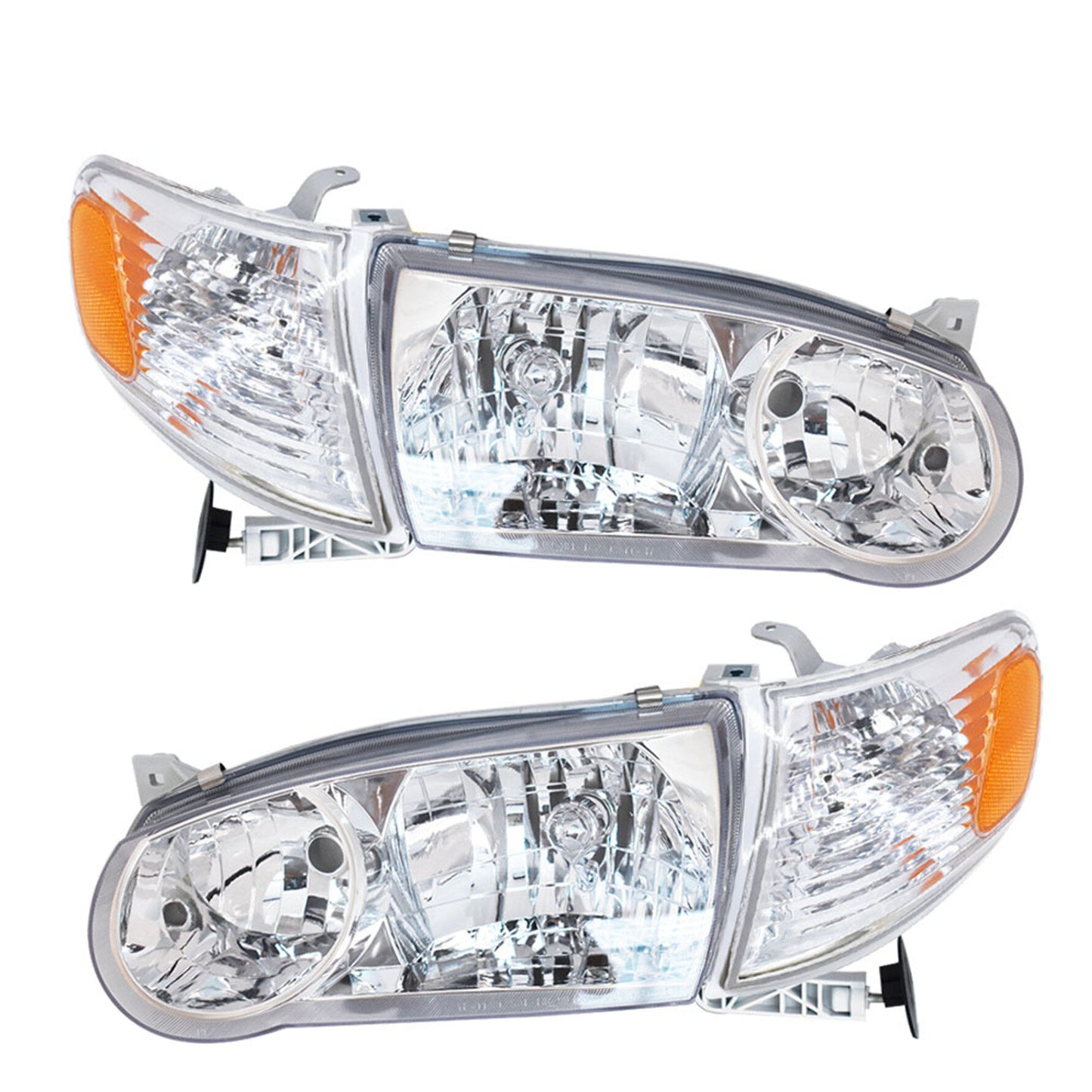 munirater Headlight For 2001 2002 Toyota Corolla Chrome w/Corner Signal Lamp LH+RH