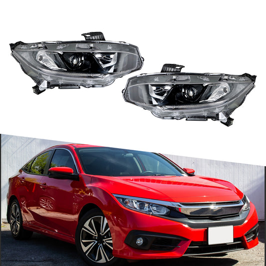 munirater Headlights Assembly Headlamp Halogen Driver & Passenger Side Replacement for 2016-2021 Civic