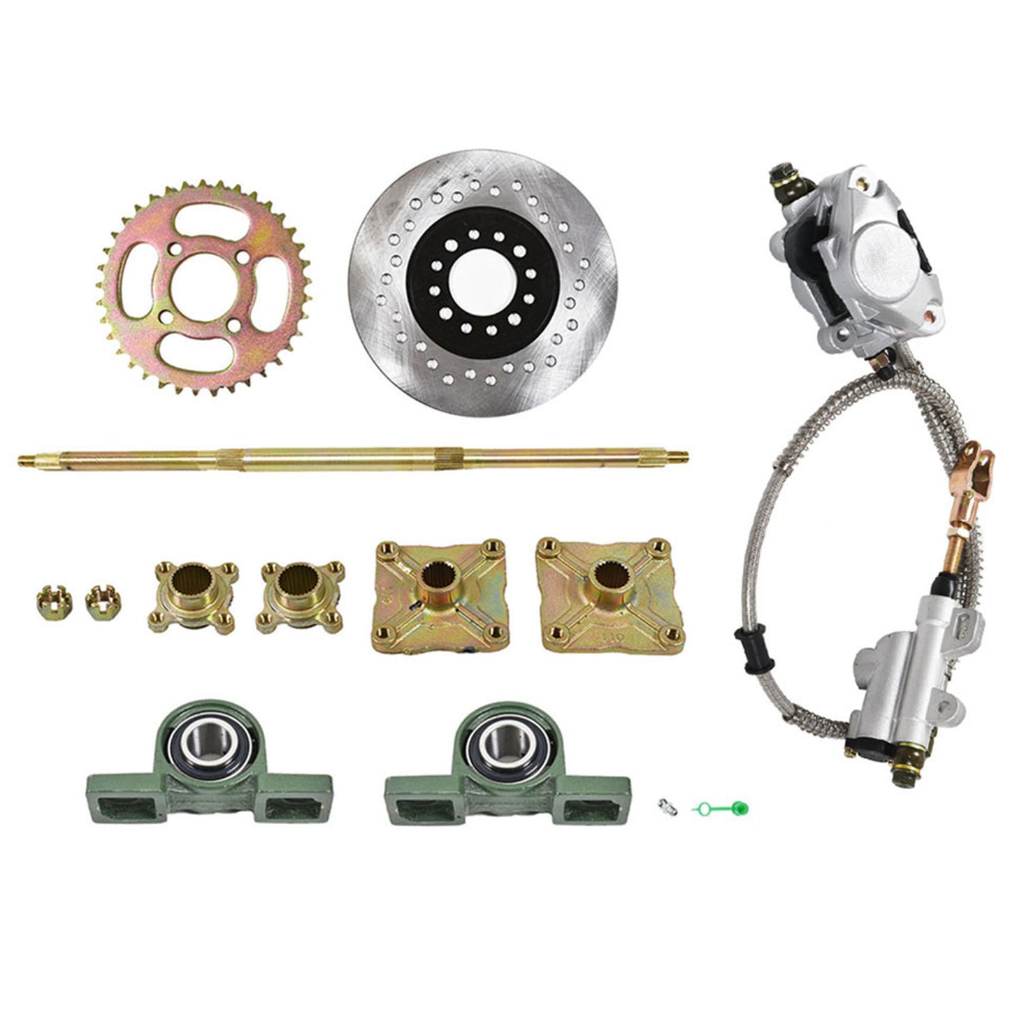 munirater Rear Axle Kit+Brake Assembly+Sprocket Hub For Go Kart ATV Drift Trike