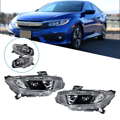 munirater Headlights Assembly Headlamp Halogen Driver & Passenger Side Replacement for 2016-2021 Civic