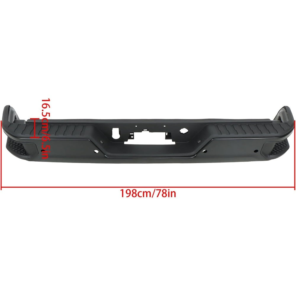 Black Rear Step Bumper for Chevrolet Silverado & GMC Sierra 2500 / 3500 2020-2025, with Sensor Holes