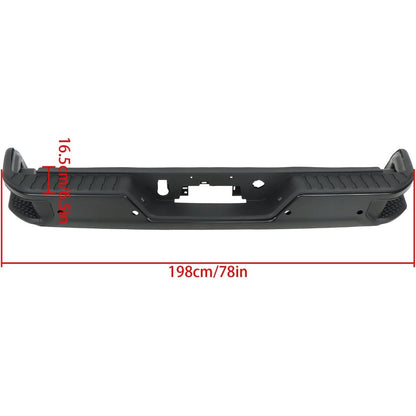 Black Rear Step Bumper for Chevrolet Silverado & GMC Sierra 2500 / 3500 2020-2025, with Sensor Holes