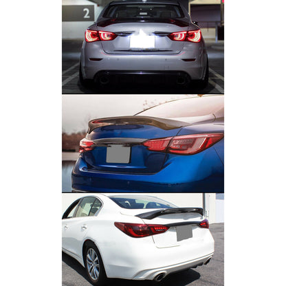 munirater Carbon Fiber Duckbill Trunk Lid Spoiler Wing Replacement for 2014-2021 Infiniti Q50