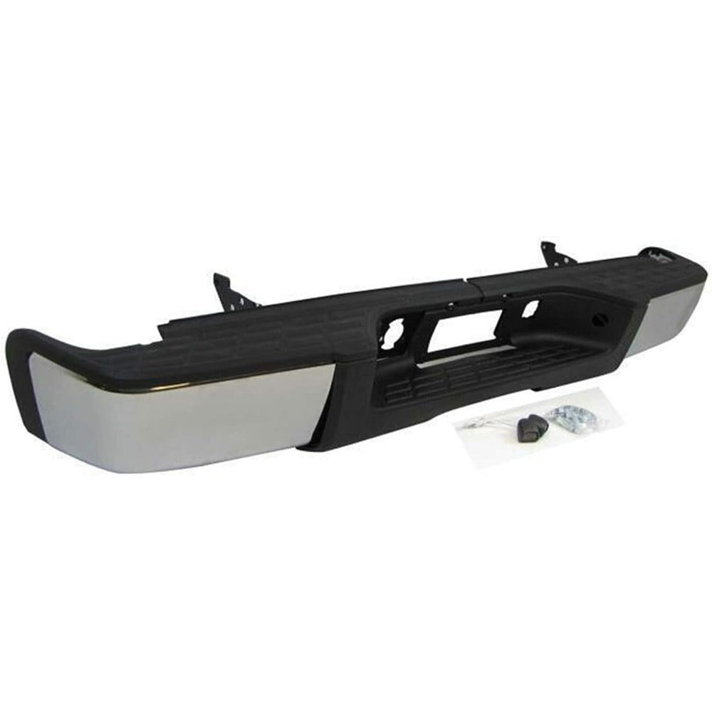 Chrome Rear Bumper Assembly for Chevrolet Silverado 1500 & GMC Sierra 1500 2007-2013, without Sensor Holes
