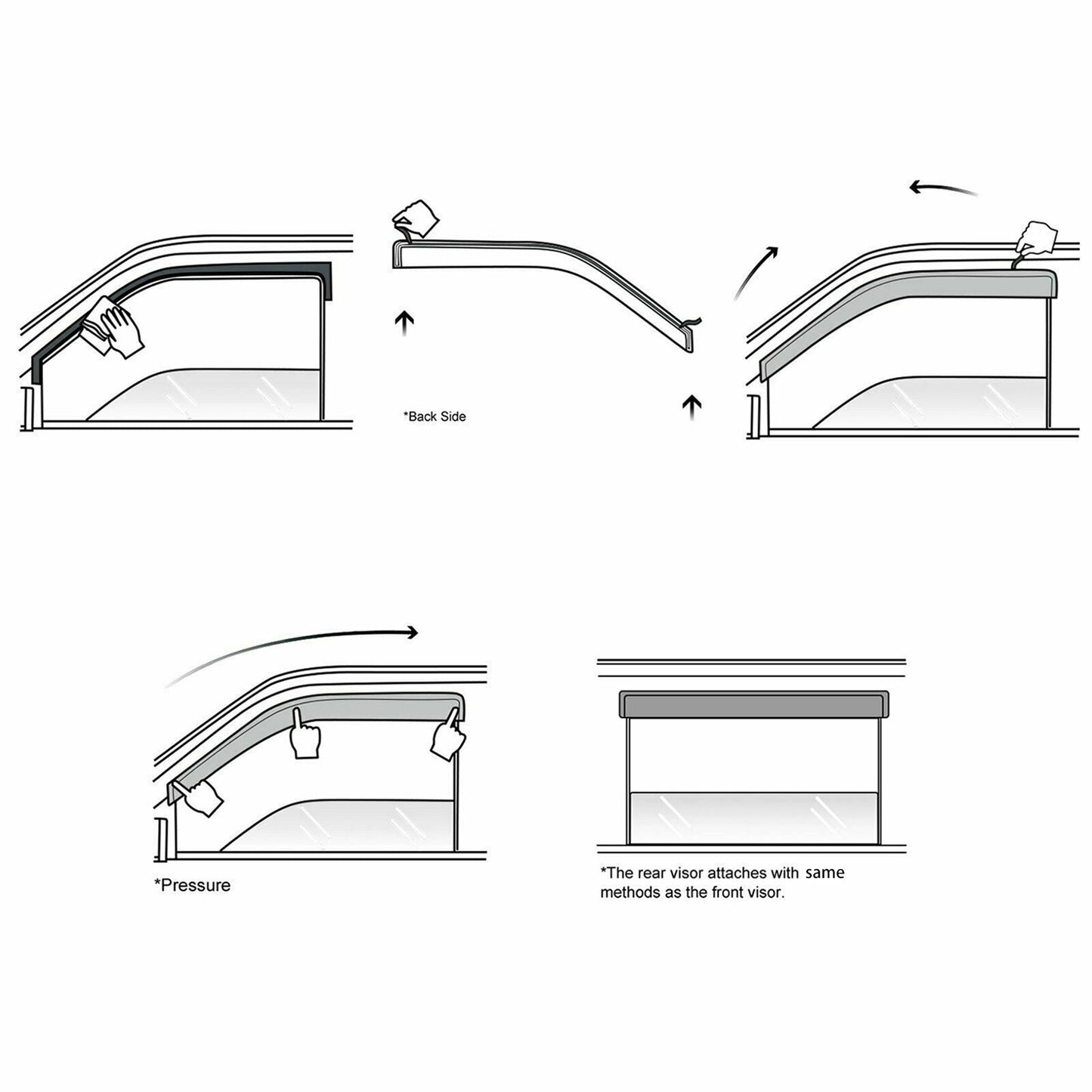 munirater Side Window Visor Vent Rain Guard Deflector Replacement for 2006-2011 Honda Civic Sedan