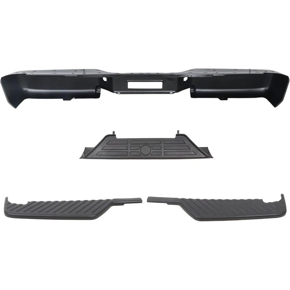 Black Rear Bumper Face Bar and 3 Step Pads for Nissan Titan XE 2007-2010 / S 2011-2015, 850309FM0B