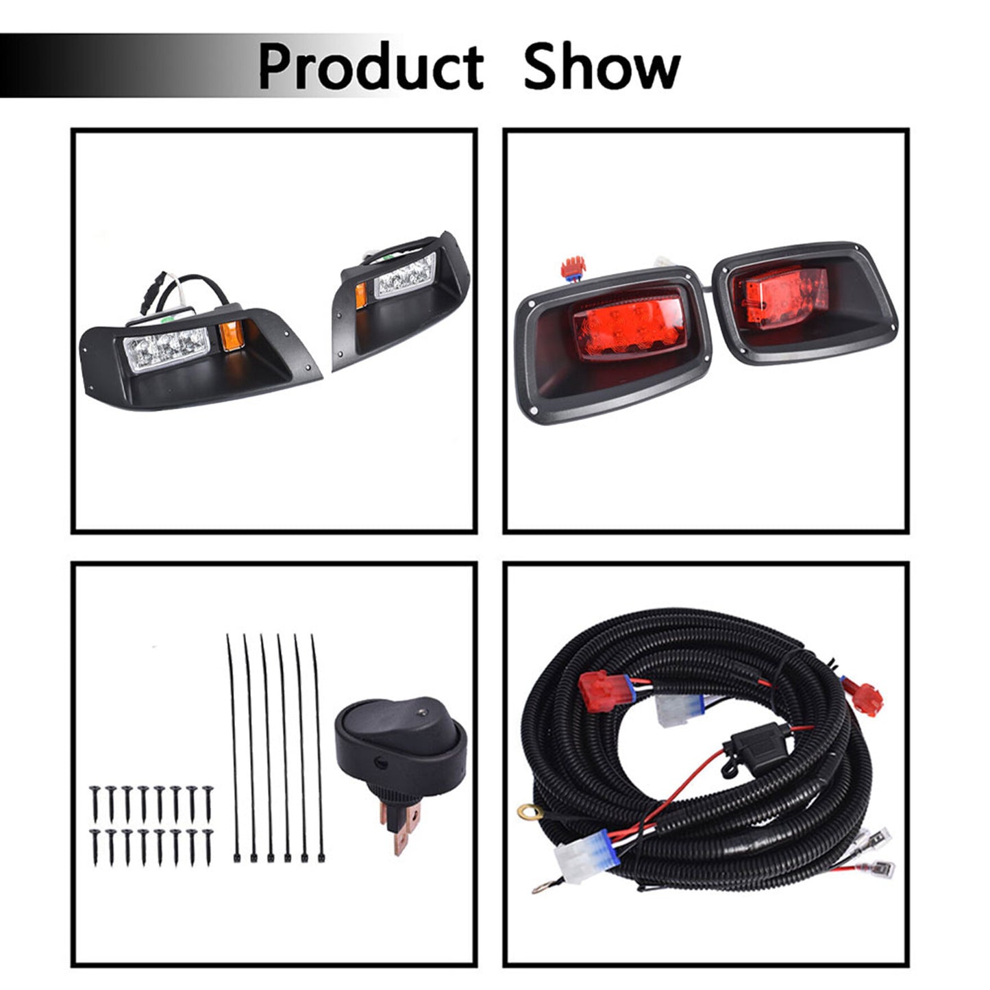 munirater Full LED Light Kit LED Headlight & Tail Light Replacement for EZGO TXT 1996-2013