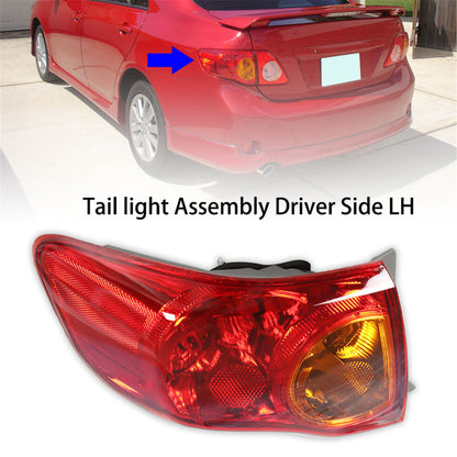 munirater Outer Body Left Tail Light Assembly Replacement for 2009-2010 Toyota Corolla OE-Style, Replaces Tail Light Rear Brake Lamp Driver Side