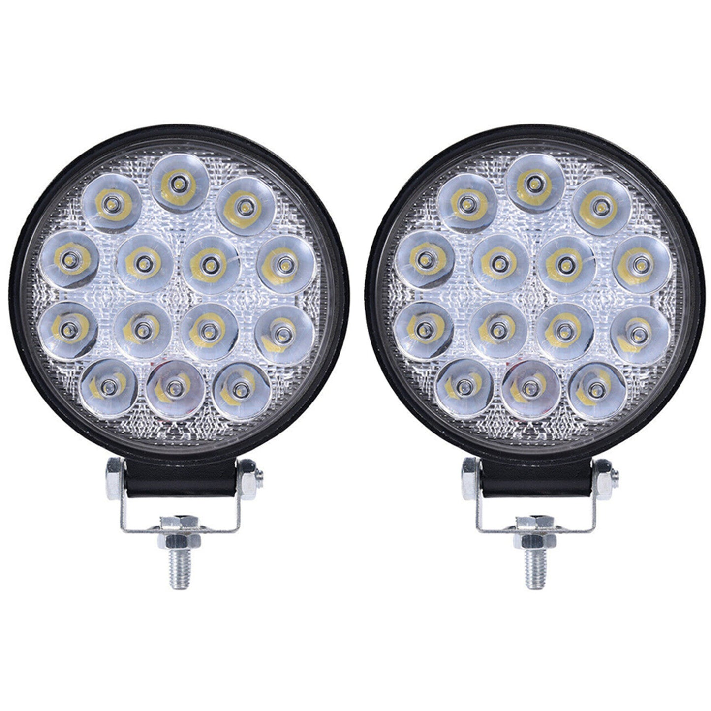 munirater 2-Pack 4Inch 42W LED Work Light Bar Round Spot Pods Replacement for Car, SUV, Trucks, ATV Driving Fog Light LED Off Road Flood Lights Bar