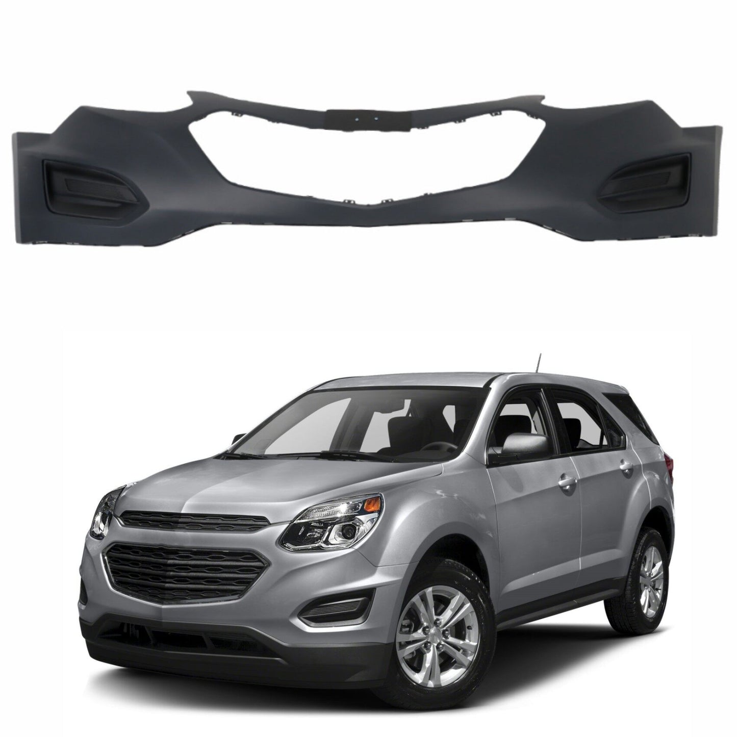 munirater Front Bumper Cover Without Fog Lamps Primed Replacement for 2016 2017 Equinox GM1014119