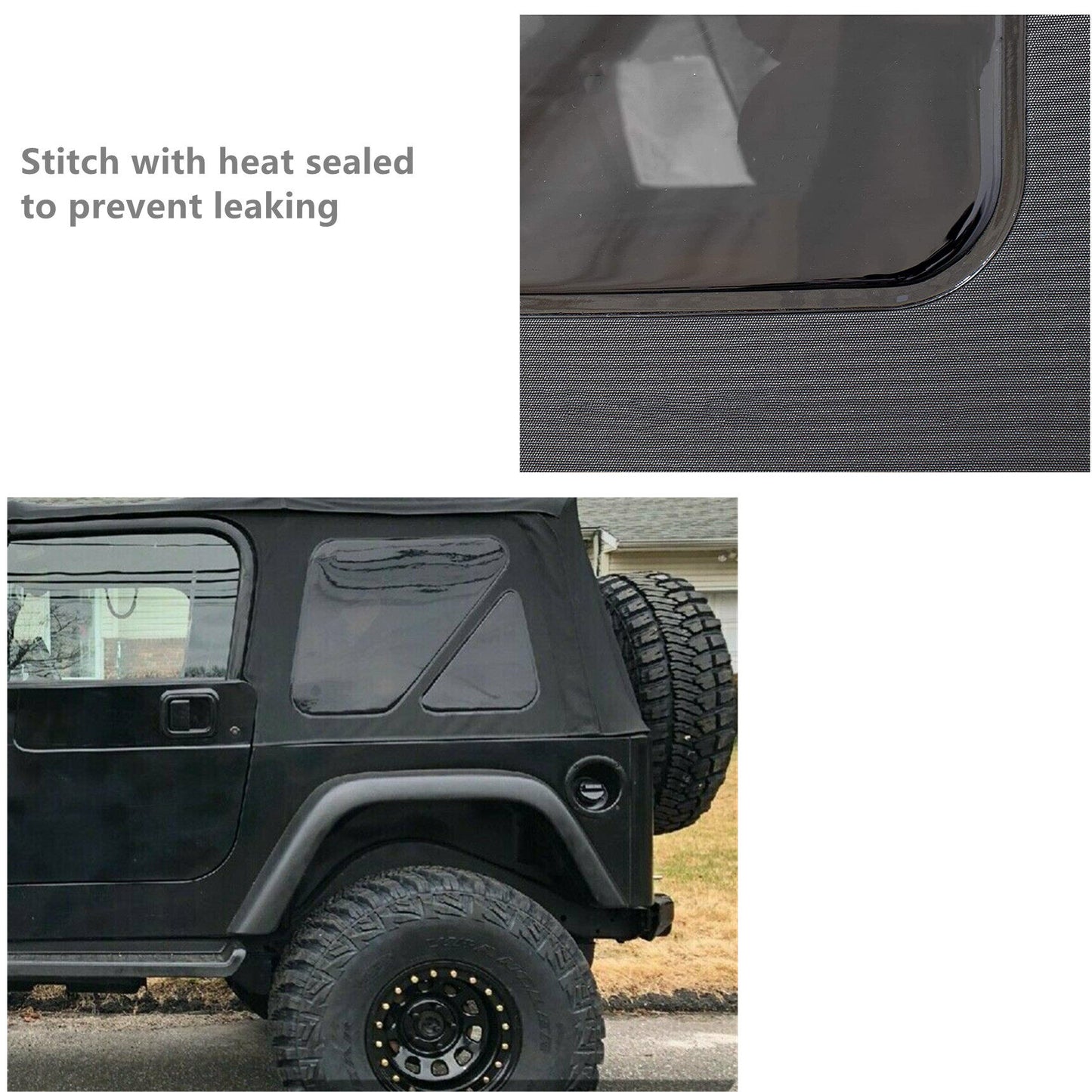 munirater 9070235 Black Vinyl Diamond Replacement Top with brown Side Windows Replacement for JK 2-Door 2007-2009