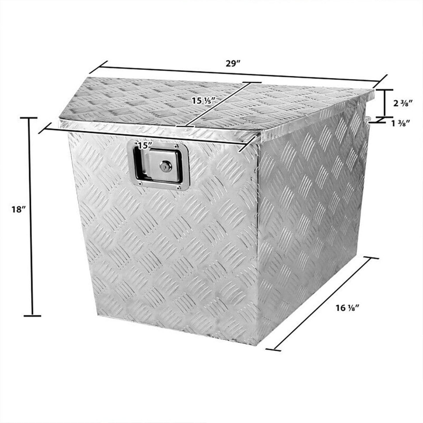 Secure and Durable Diamond Tread Aluminum Trailer Tongue Truck Box - 29" x 15"