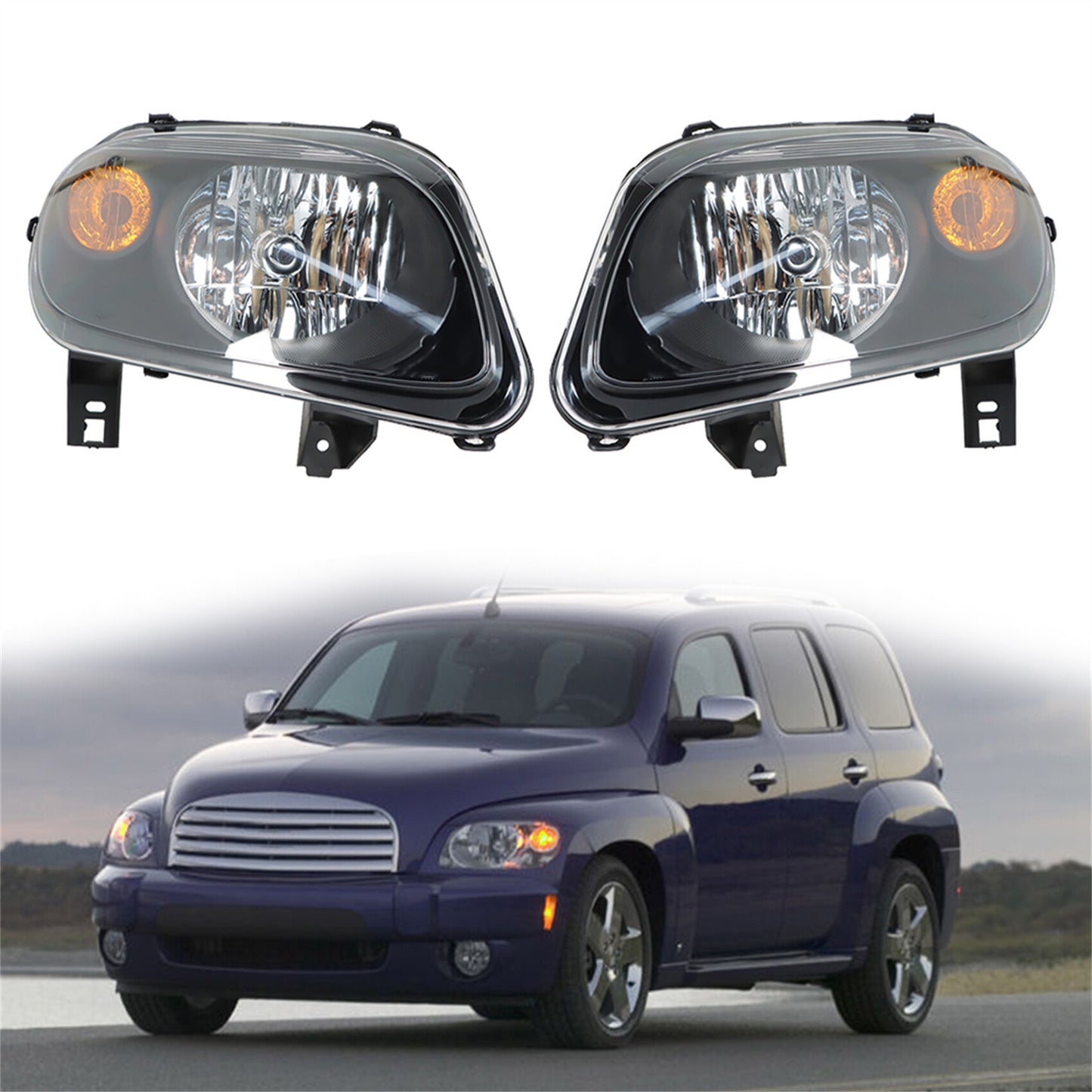 munirater Driver&Passenger Side Headlights Headlamps For 2006-2011 Chevolet HHR