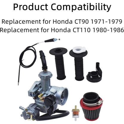 22mm Carburetor Kit with Cable, Filters and Grips for Honda CT90 CT110
