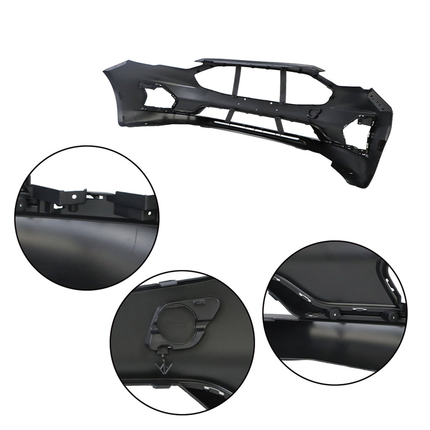 munirater Primed Front Bumper Cover with License Plate Hole Replacement for 2019 2020 Fusion