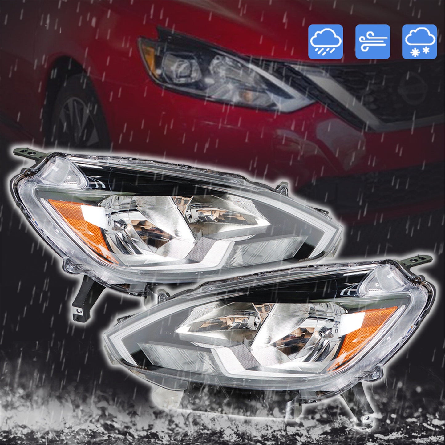 munirater Left+Right Headlights For 2016-2018 Nissan Sentra Halogen Type Projector