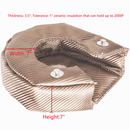 munirater Titanium Fiber Turbo Cover Heat Shield Cover Barrier Turbo Charger Cover Wrap T3