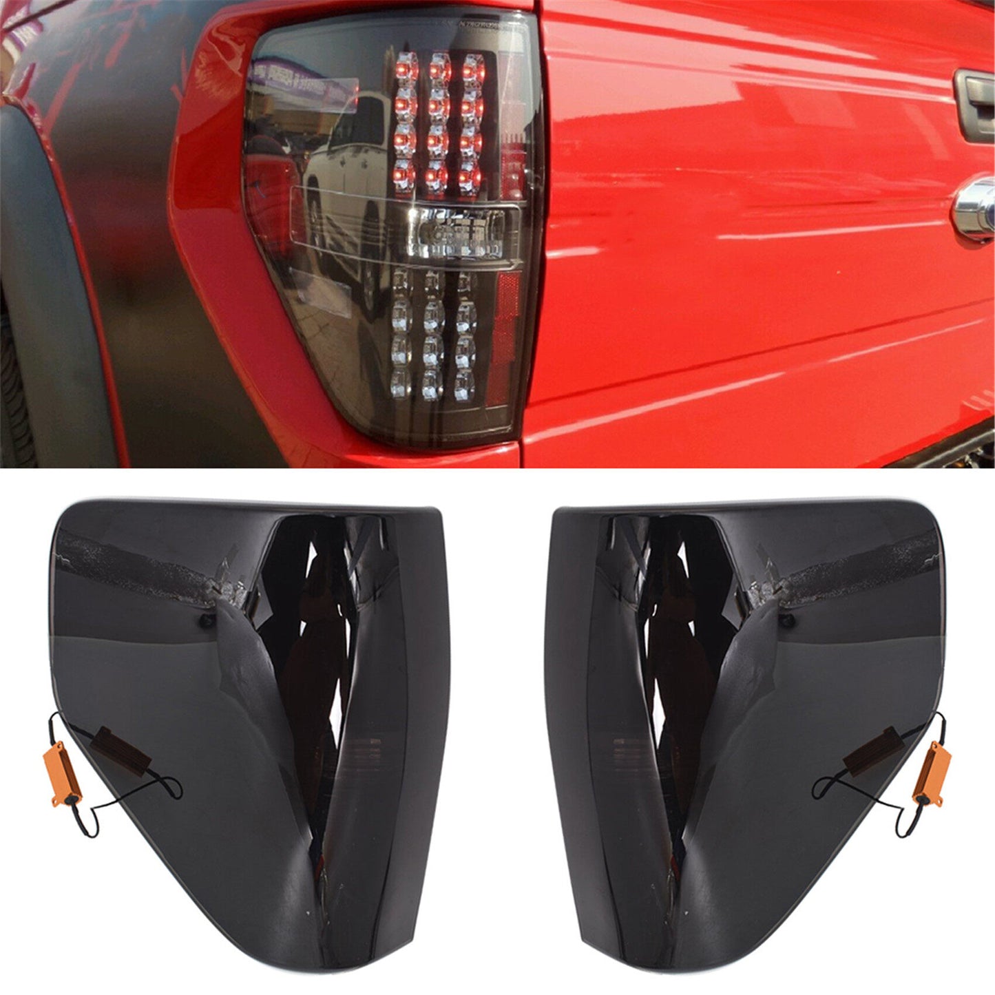 munirater Brake Lamps Tail Lights Black Replacement for 2009-2014 F150 Pickup LED LT-F15009JMLED-TM