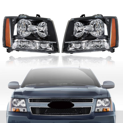 munirater Headlights Halogen Lamps For 2007-2014 Chevy Avalanche/Suburban/Tahoe Pair