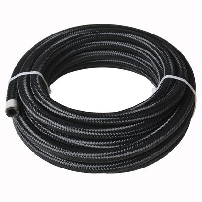 munirater 6AN 20FT Fuel Line Hose Kit Nylon Stainless Steel Braided Fuel Line with 10Pcs Swivel Fuel Hose Fitting Adapter Kit (Black)