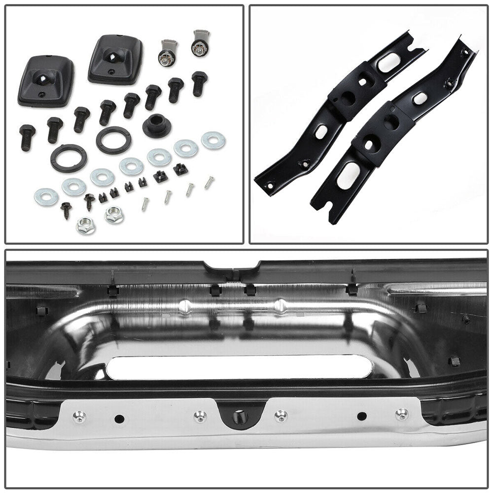 munirater Rear Chrome Step Bumper with Face Bar Assembly Replacement for Toyota Tacoma 1995-2004 TO1102215