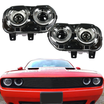 munirater Headlights For Dodge Challenger 2015-2018 LED Assembly Black Housing Right&Left