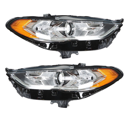 munirater Driver and Passenger Side Halogen Projector Headlight Headlamp Assembly w/LED DRL Amber Corner Replacement for 2017-2019 Fusion (Pack of 2)