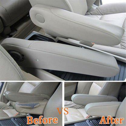 munirater 2Pcs Leather Front Seat Armrest Cover Skin (Gray) Replacement for 2007-2009 Honda CR-V CRV