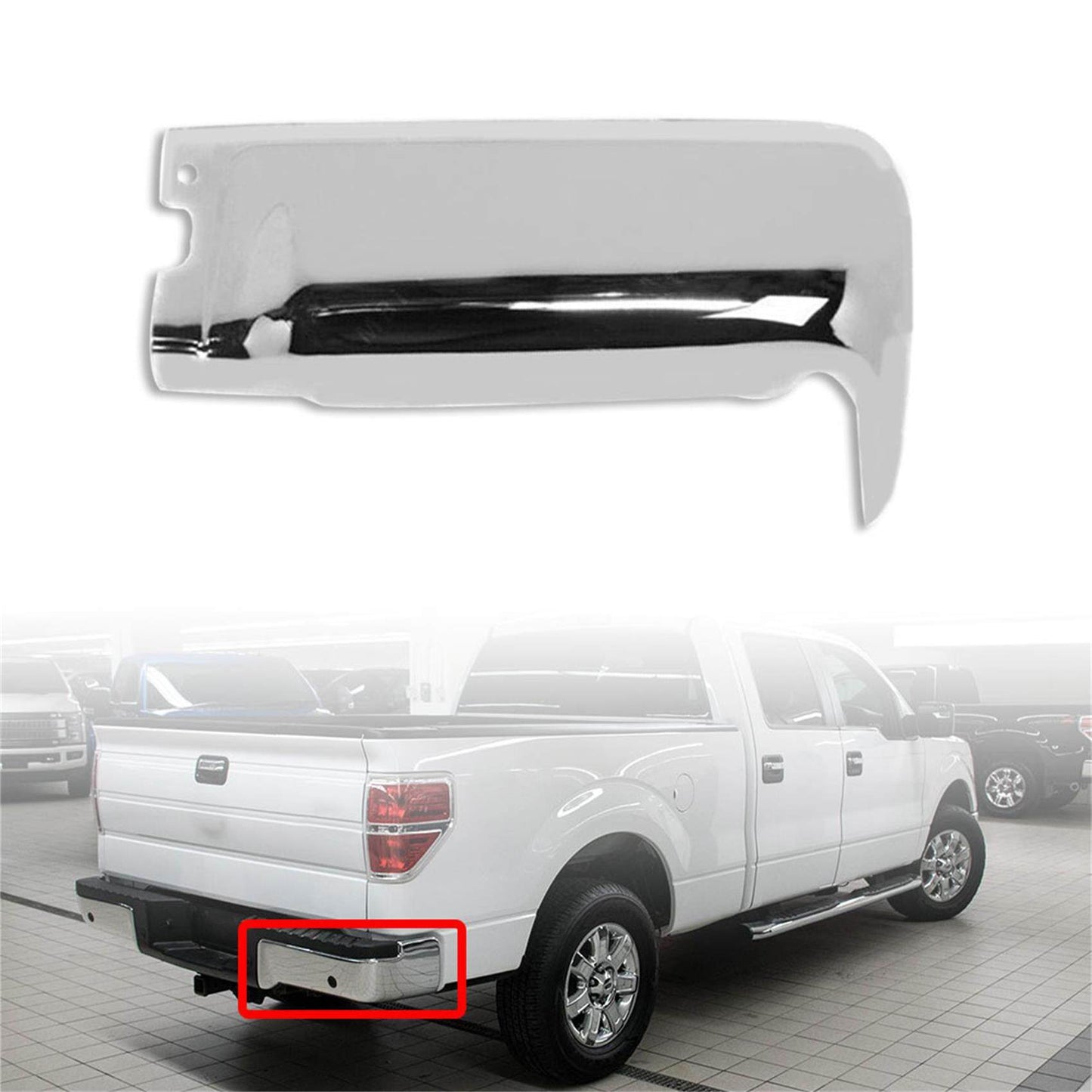 munirater Rear Bumper End Caps Passengers Chrome with Park Assist Replacement for 2009-2014 F150 FO1102372