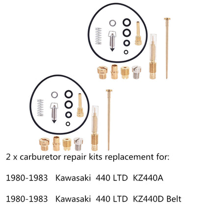 munirater 2 Set Carburetor Carb Rebuild Kit Replacement for 80-83 KZ440 LTD