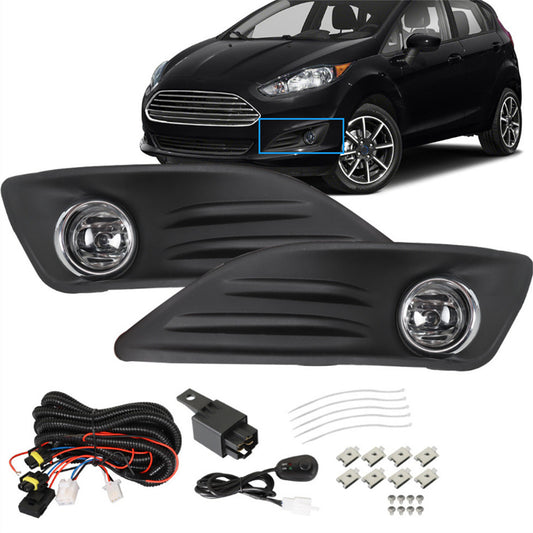 munirater 1 Pair of Driving Fog Lights Assembly + Switch + Wiring Kit Replacement for 2013-2018 Fiesta