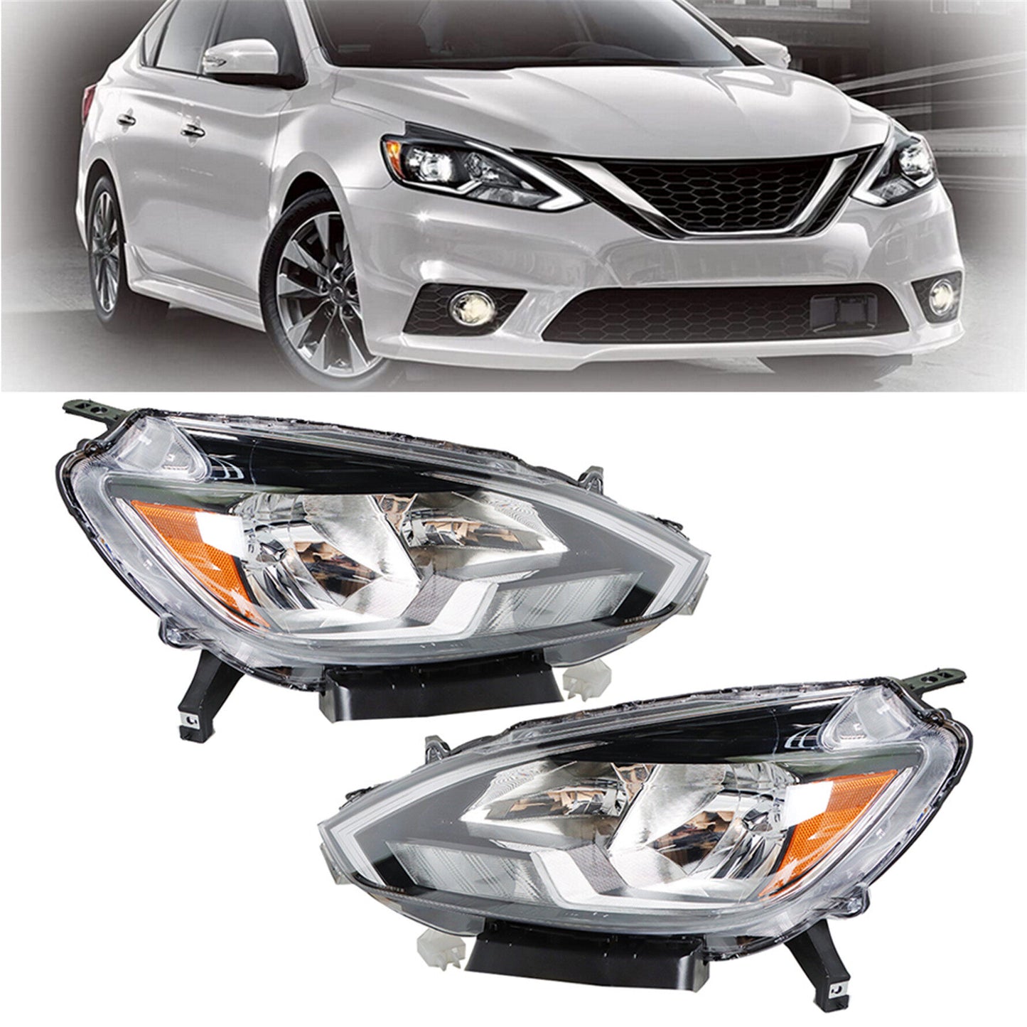 munirater Left+Right Headlights For 2016-2018 Nissan Sentra Halogen Type Projector