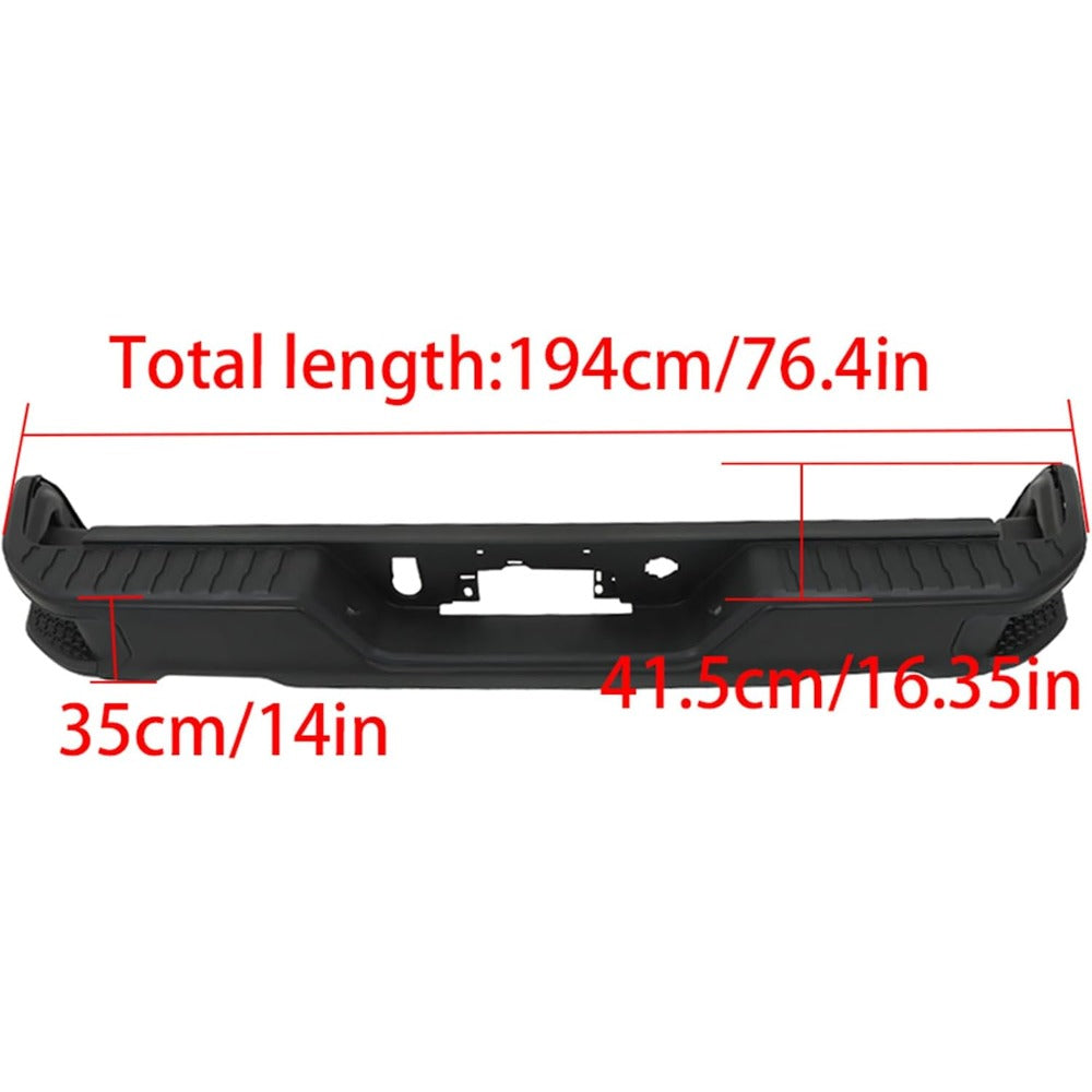 Primed Rear Step Bumper Assembly for Chevrolet Silverado 1500 & GMC Sierra 1500 2019-2023, without Sensor Holes