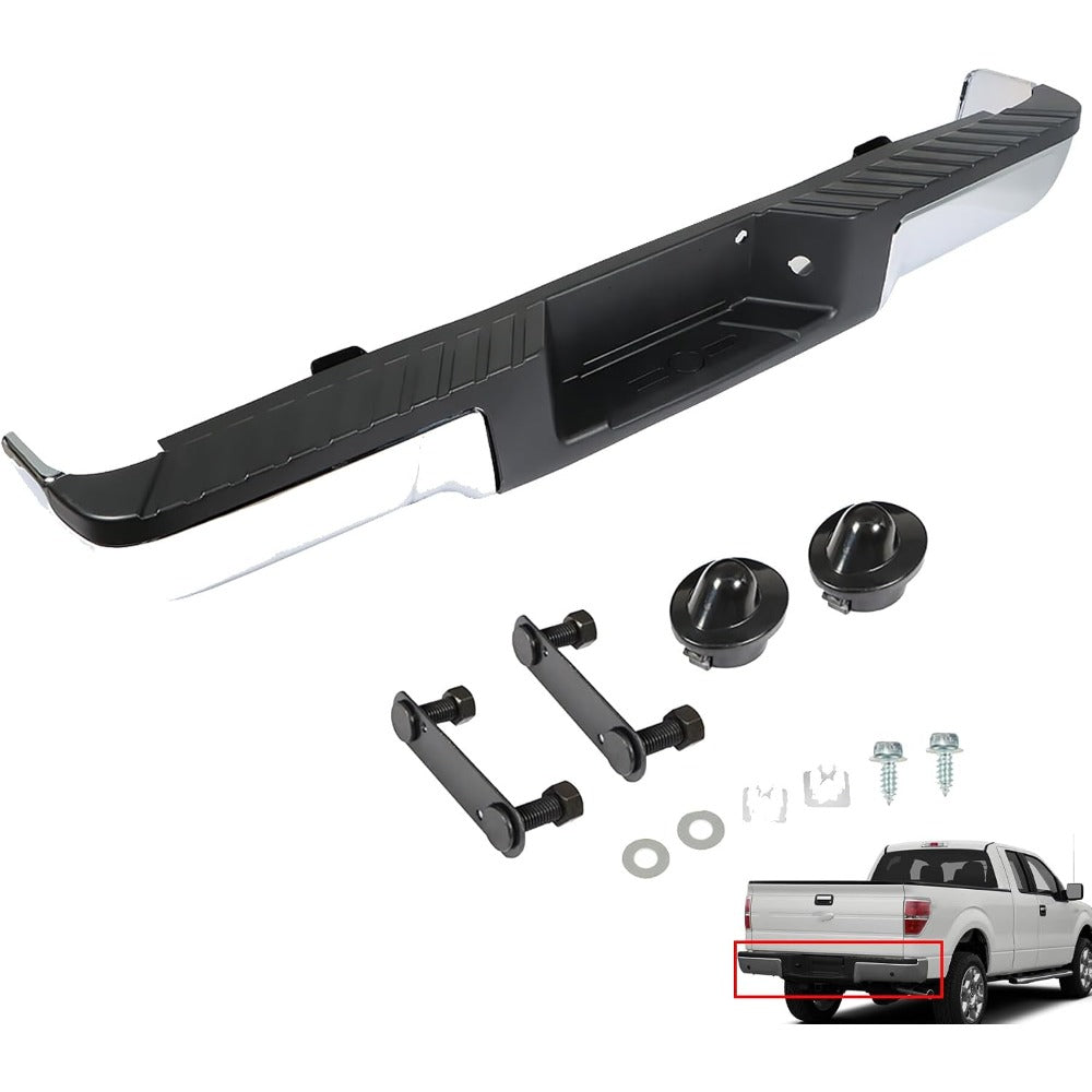 Chrome Rear Bumper Assembly for Ford F-150 2009-2014, without Sensor Holes, FO1103160