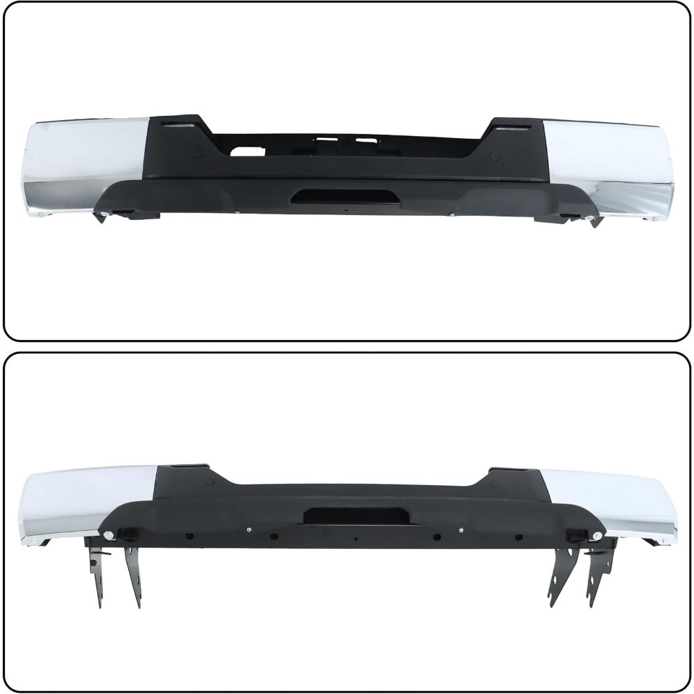 Chrome Rear Step Bumper for Toyota Tundra 2022-2024, without Sensor Holes, TO1103141
