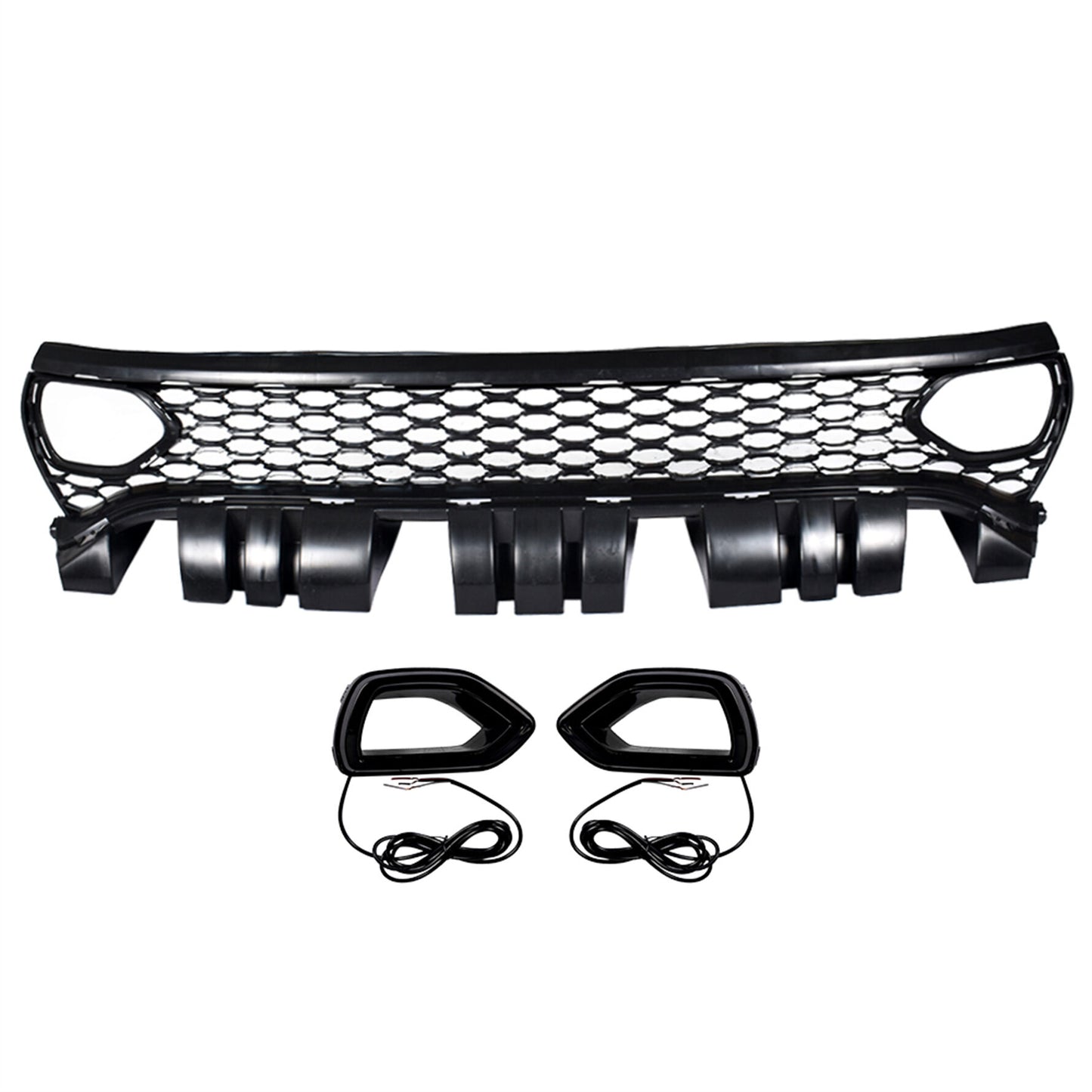 munirater Front Bumper Upper Grille w/LED Lights Replacement for 2015-2022 Charger 68417505AA 68417504AA