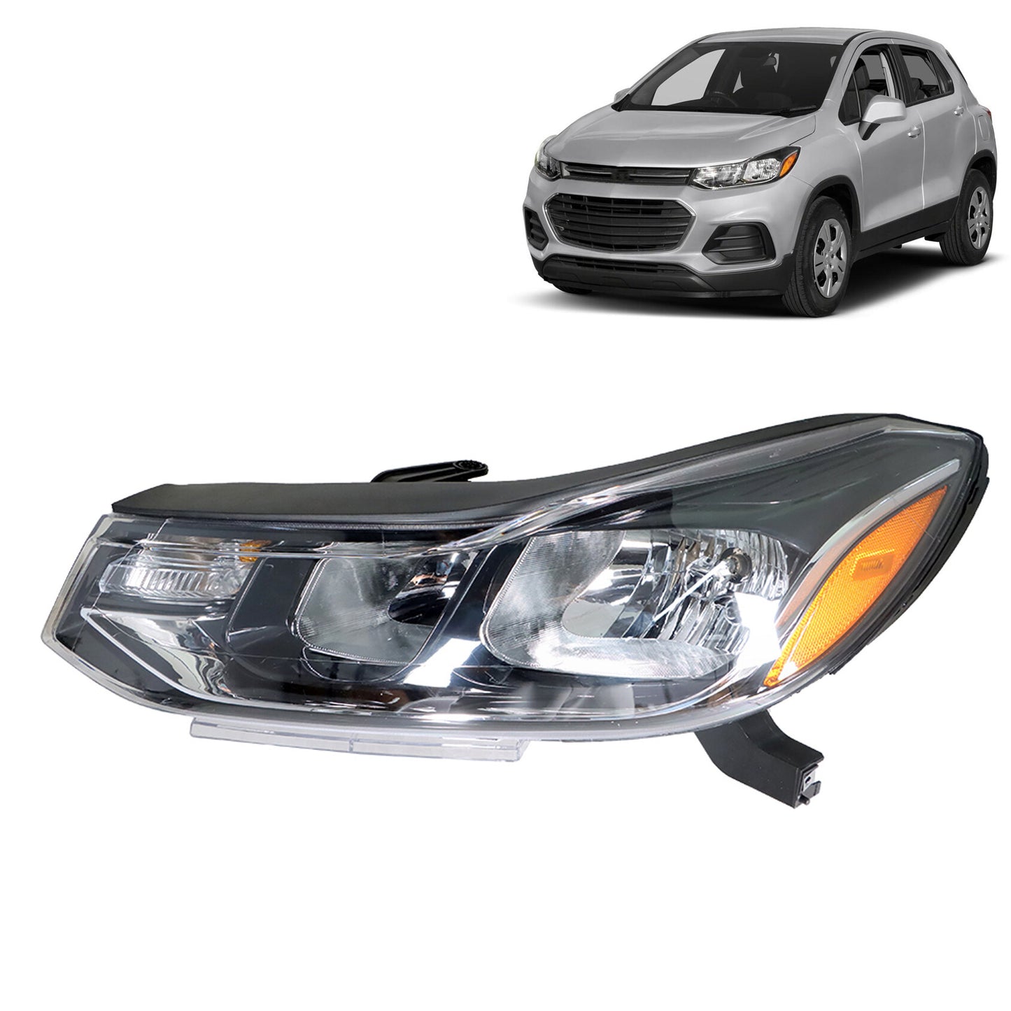 munirater Headlight Left For 2017 2018 2019 Chevrolet Trax LS LT Halogen Chrome Housing