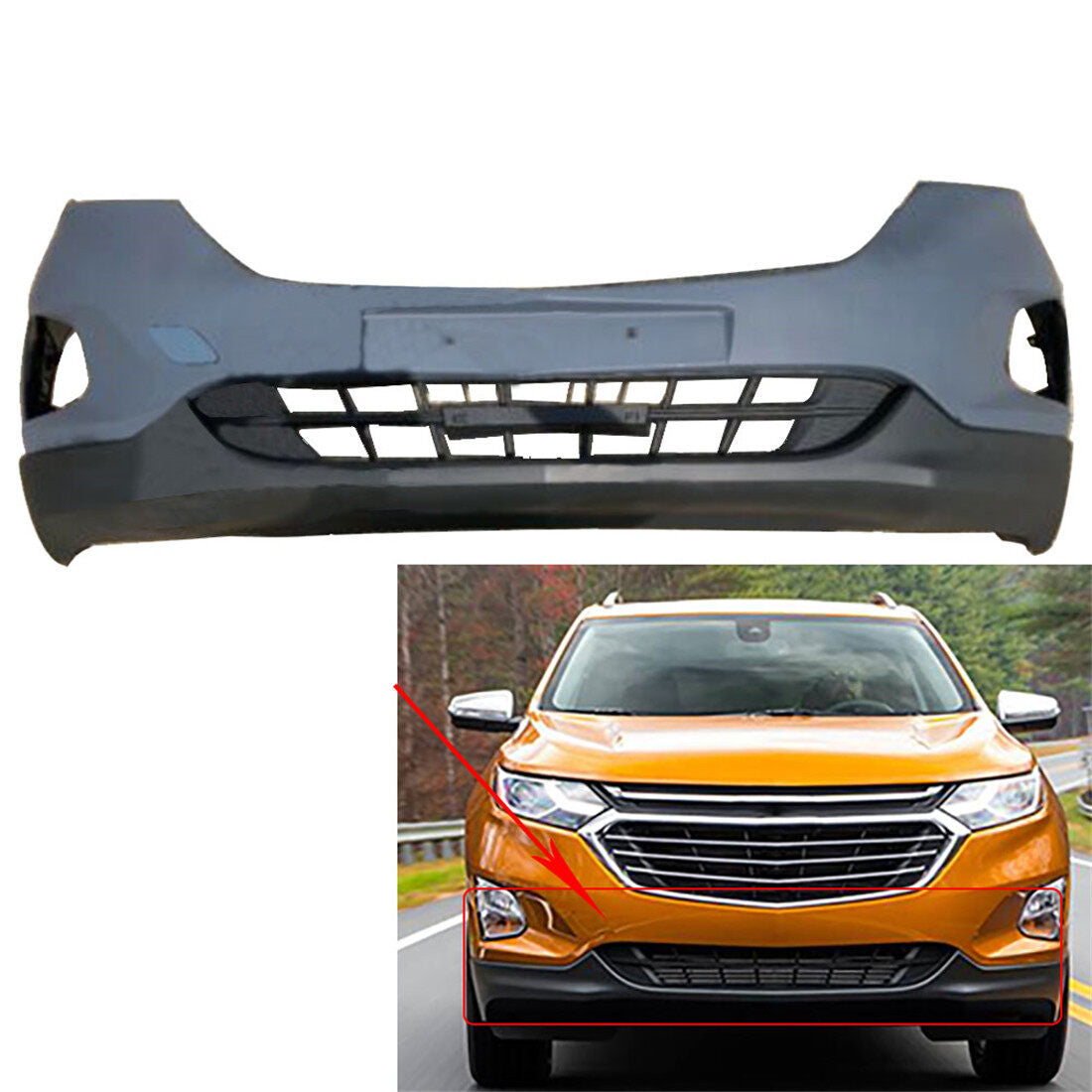 munirater Black Front Bumper Cover Upper Fascia Replacement for 2018-2019 Equinox