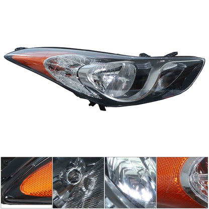 munirater Halogen Headlight Assembly with Amber Reflector & Clear Lens Replacement for 2011 2012 2013 Hyundai Elantra Passenger and Driver Side