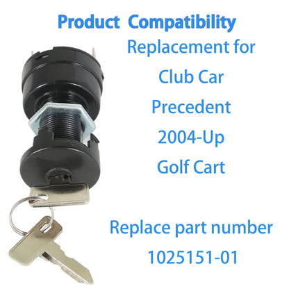 munirater Golf Cart Ignition Switch and Key 1025151 Replacement for Precedent 2004+ Gas Club Car