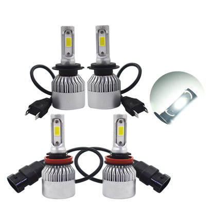 munirater 4-Pack H7 & H11 LED High/Low Beam Headlight Bulbs Combo Kit 6000K White Total 3000W 450000LM