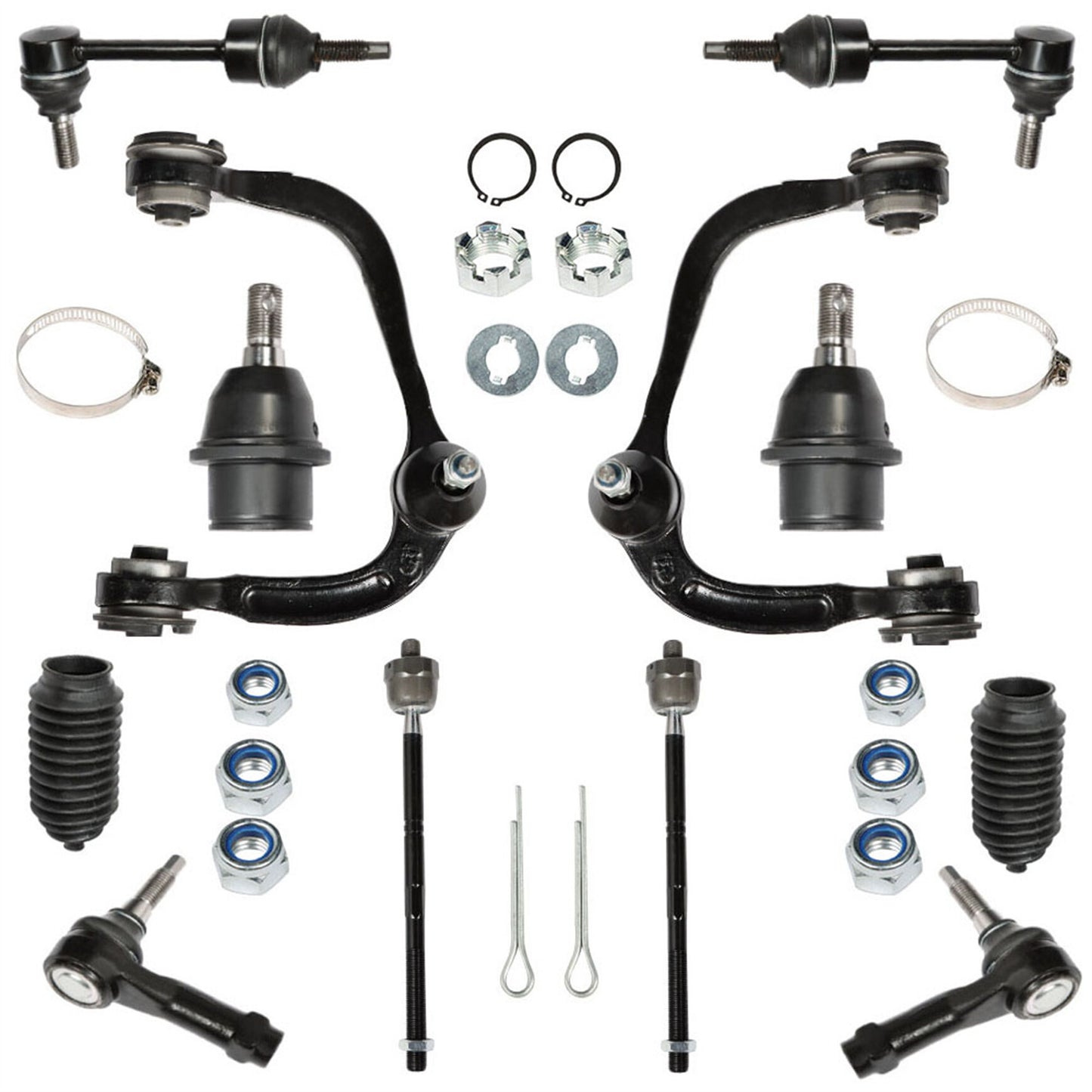 munirater 12-Pack Front Upper Control Arms with Ball Joint Sway Bar Tie Rod Ends Replacement for 2004-2005 F-150 4WD