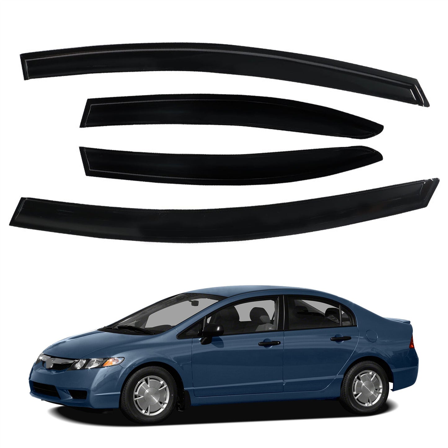 munirater Side Window Visor Vent Rain Guard Deflector Replacement for 2006-2011 Honda Civic Sedan