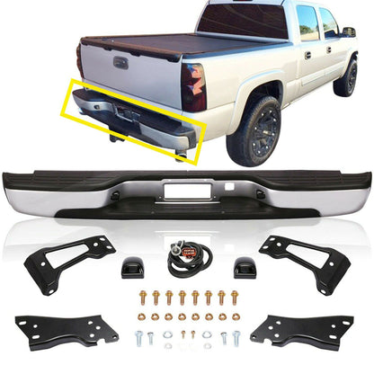 Chrome Rear Step Bumper Replacement for Sierra Silverado 1999-2007