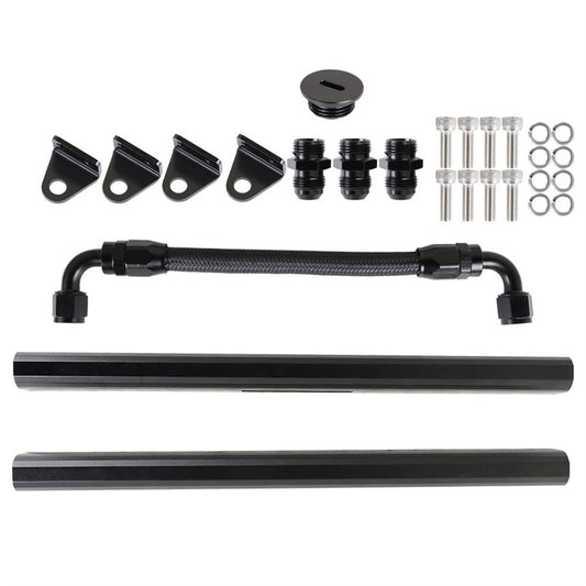 munirater 8AN Fuel Rails Kit with Fittings & Crossover Hose Replacement for LS1 and LS6 Factory Intake Manifolds